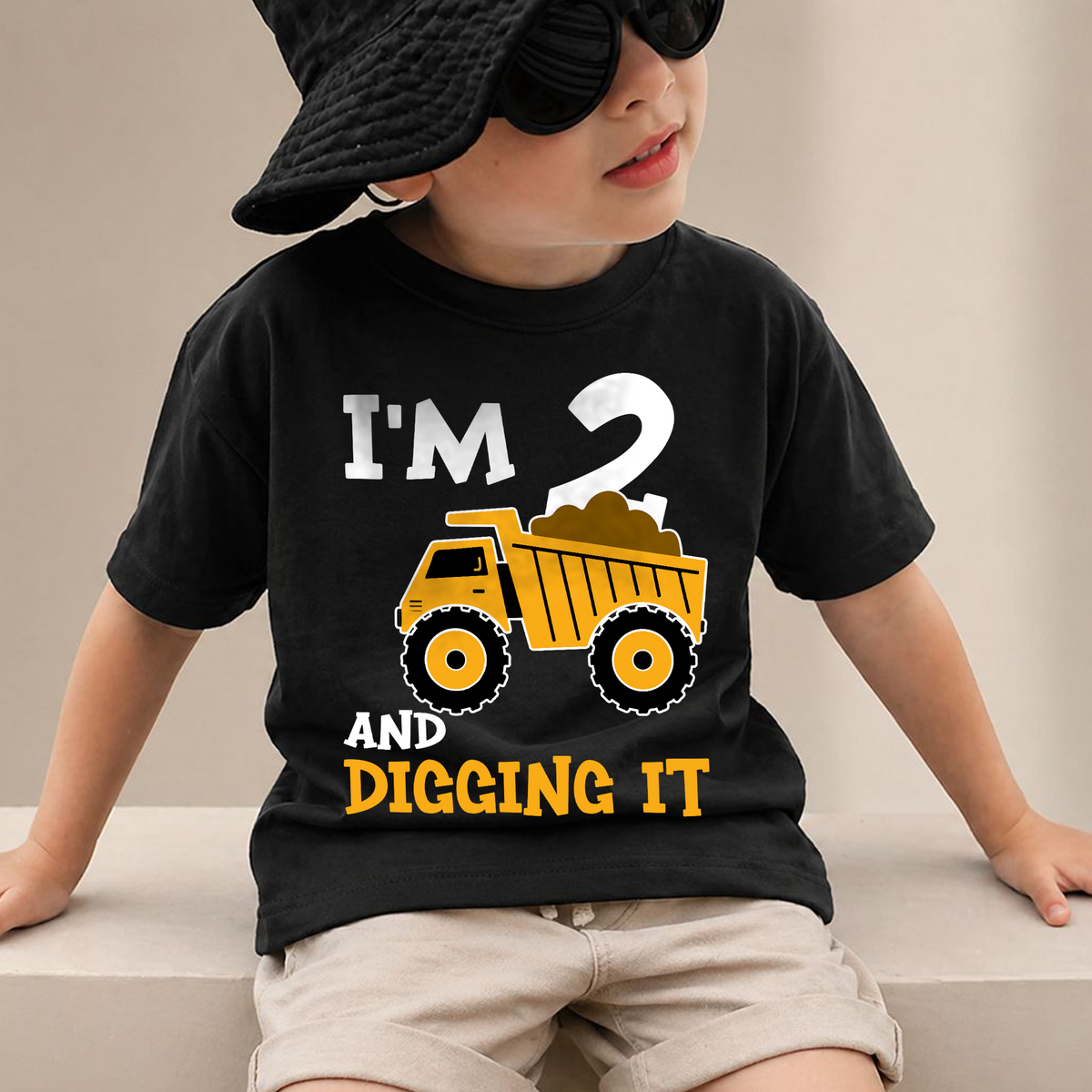 Custom Construction Truck Birthday Boy Shirt 2, Digging It — product view 2