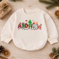 Personalized Christmas Name Baby Romper, Custom Festive Letter Outfit, 1st Christmas Romper, My First Birthday Holiday Gift for Baby — product view 1