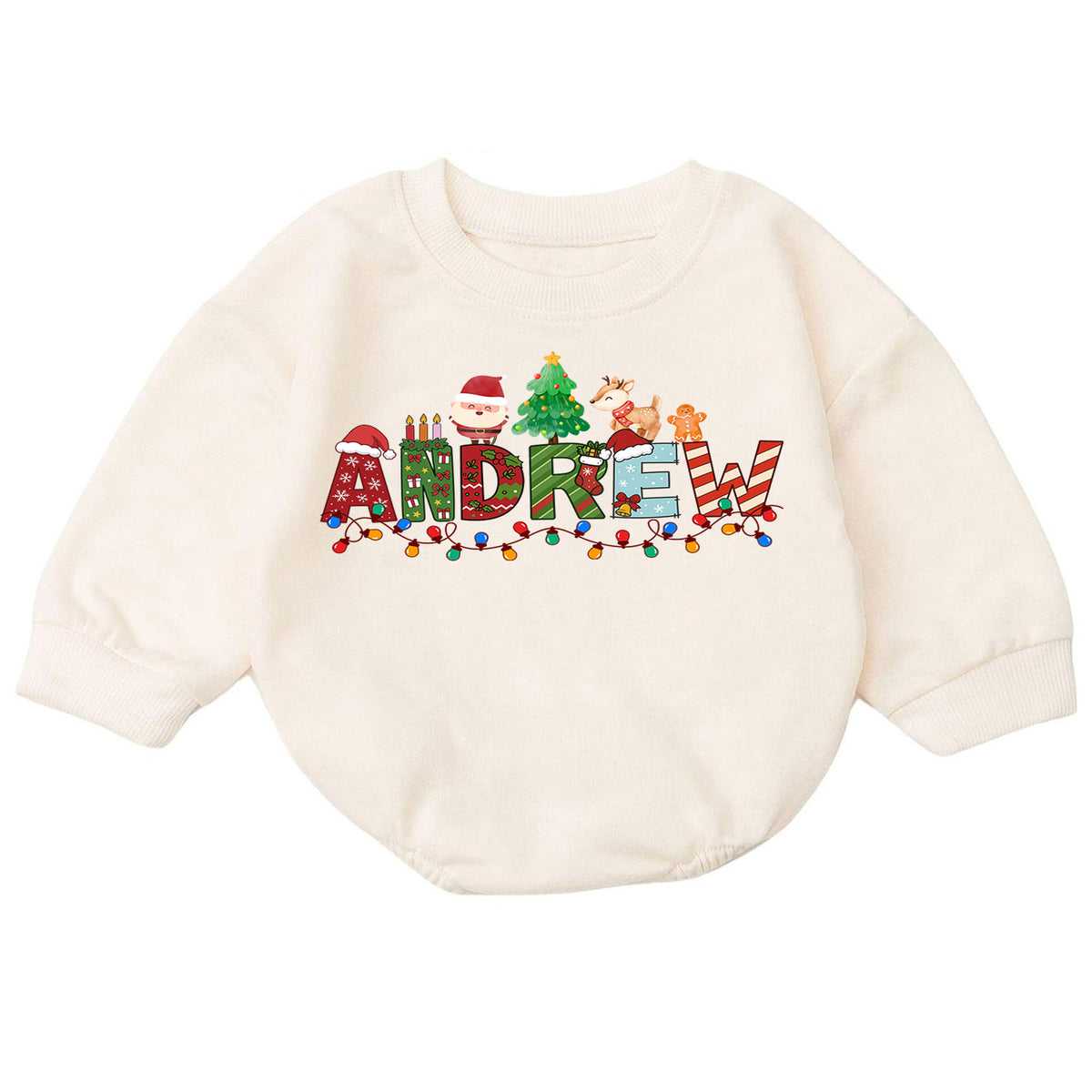 Personalized Christmas Name Baby Romper, Custom Festive Letter Outfit, 1st Christmas Romper, My First Birthday Holiday Gift for Baby — product view 7