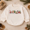 Personalized Holiday Name Romper for Baby, Reindeer Snowman Christmas Letter Design, 1st Christmas Outfit, My First Birthday Gift — product view 1