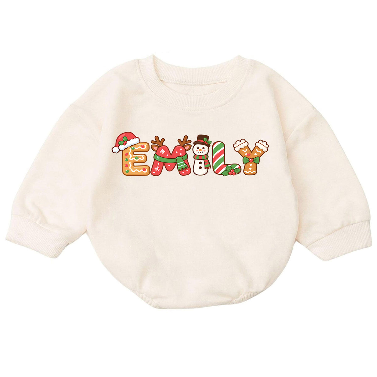 Personalized Christmas Name Baby Romper, Custom Holiday Letter Design, 1st Christmas Outfit, My First Birthday Gift for Baby Baby — product view 7