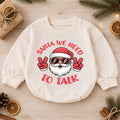 Santa We Need To Talk Romper, Funny Santa Christmas Baby Romper, Toddler Holiday Romper, Cute Christmas Outfit Gift — product view 1