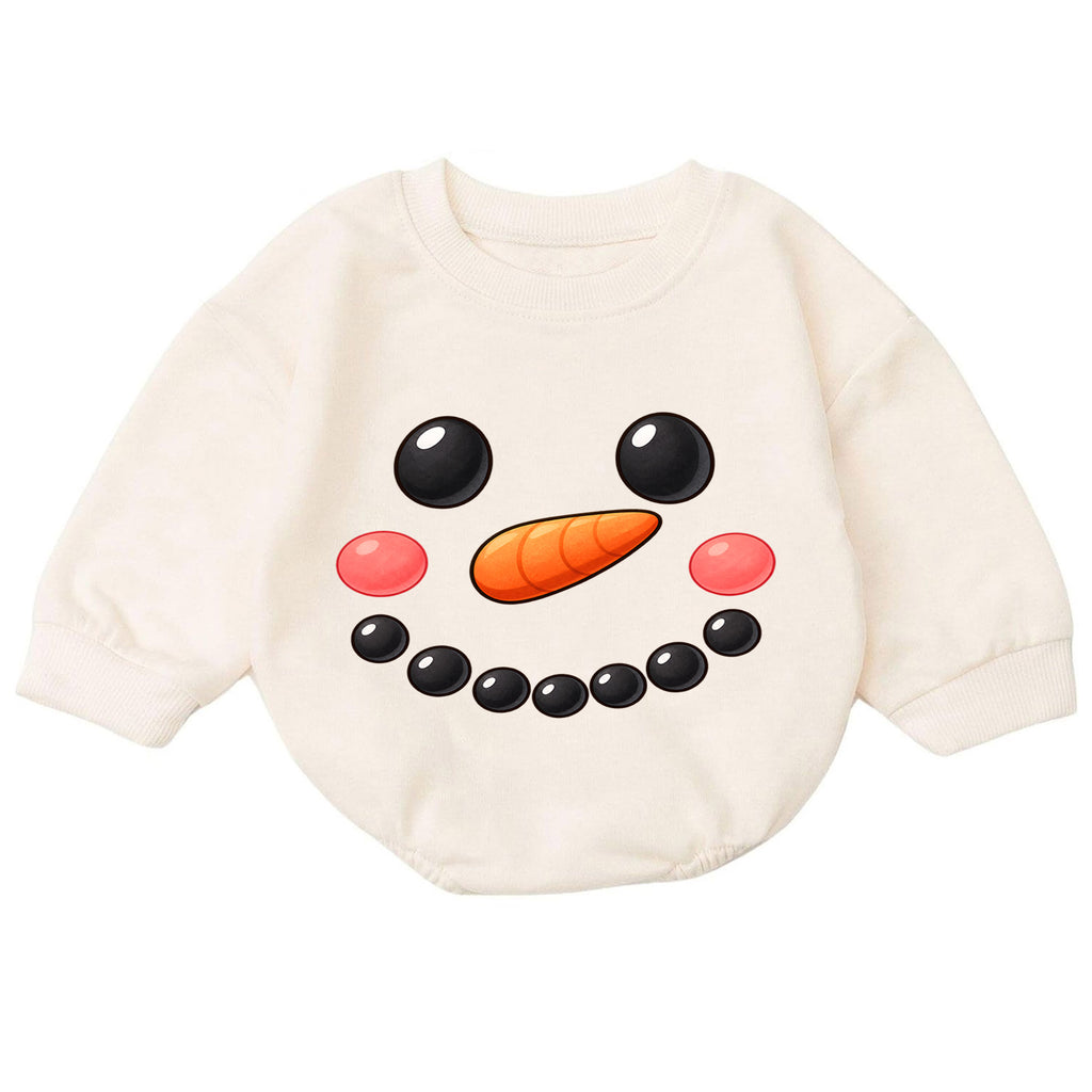 Snowman Face Christmas Romper, Cute Snowman Toddler Romper, Baby Winter Holiday Romper, Baby Christmas Outfit, Snow Day Gift — product view 7