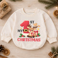 Reindeer My 1st Christmas Baby Romper, Cute Number One Holiday Outfit, Christmas Keepsake for Baby, Winter 1st Birthday Gift — product view 1