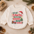 Dear Santa Good Boy Baby Romper, Tractor 1st Christmas Outfit, Farm Christmas Romper, 1st Birthday Holiday Gift for Boys — product view 1