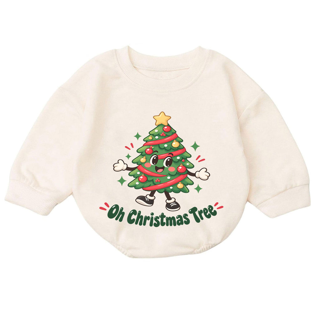 Oh Christmas Tree Baby Romper, Cute Tree 1st Christmas Outfit, Holiday Romper for 1st Birthday, Christmas Photo Gift for Little Baby — product view 7