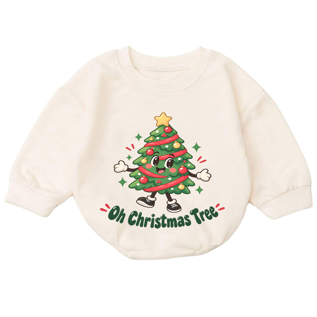 Oh Christmas Tree Baby Romper, Cute Tree 1st Christmas Outfit, Holiday Romper for 1st Birthday, Christmas Photo Gift for Little Baby — product view 7