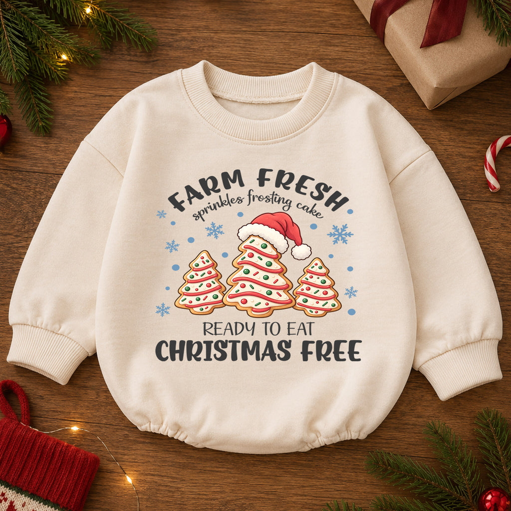 Christmas Cookie Romper, Farm Fresh Christmas Tree Cookies Romper, Baby Holiday Romper, Toddler Xmas Outfit, Cute Baking Gift — product view 2