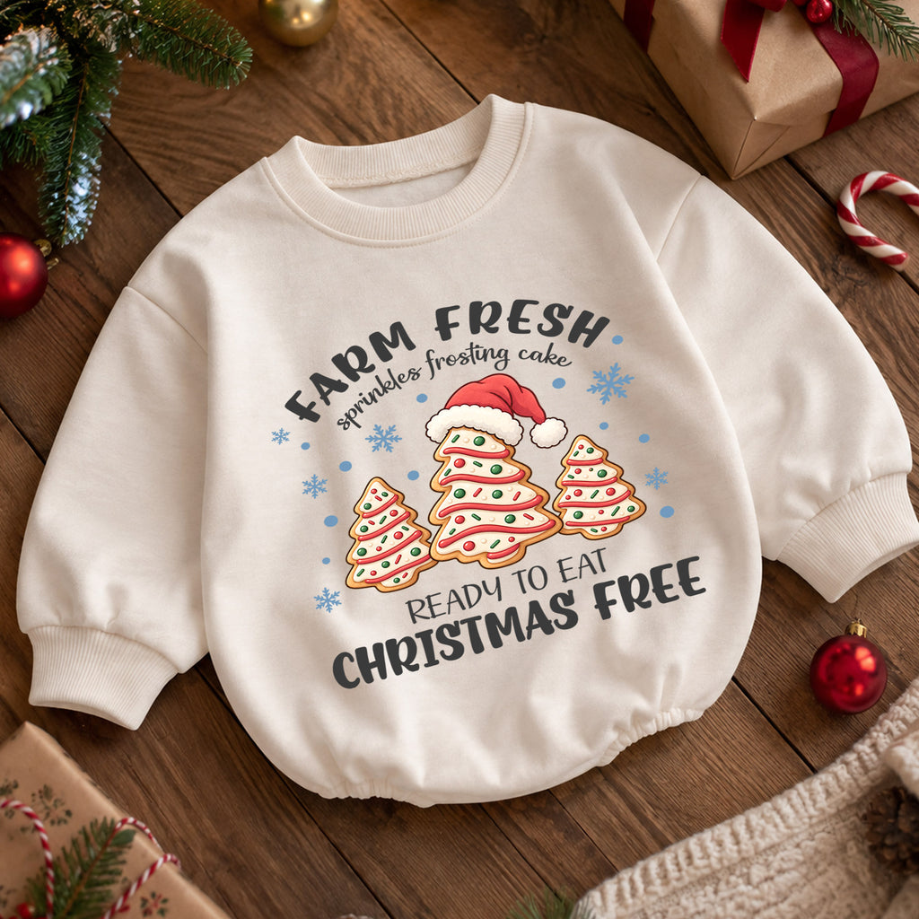 Christmas Cookie Romper, Farm Fresh Christmas Tree Cookies Romper, Baby Holiday Romper, Toddler Xmas Outfit, Cute Baking Gift — product view 5