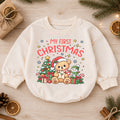 My First Christmas Bear Romper, Cute Teddy Bear Baby Christmas Romper, Toddler Holiday Outfit, 1st Christmas Gift for Little One — product view 1