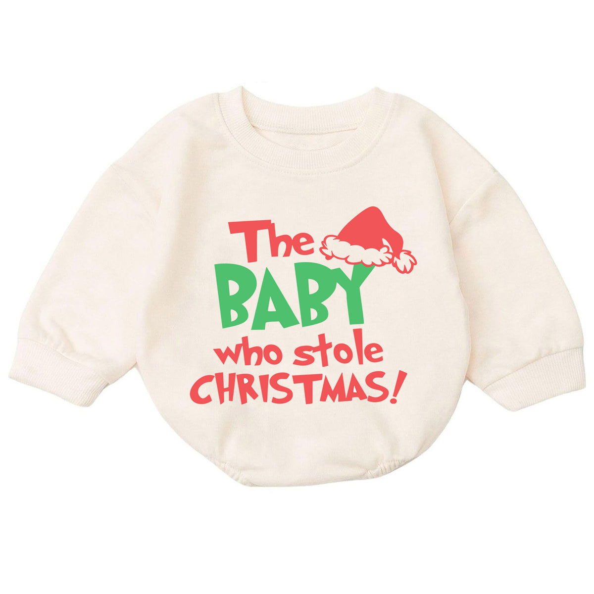 Baby Who Stole Christmas Romper, Funny Baby Christmas Romper, Toddler Holiday Outfit, Cute Baby Xmas Romper, Holiday Gift for Baby — product view 7