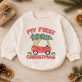 My First Christmas Car Romper, Christmas Tree Car Baby Romper, Toddler Holiday Outfit, Cute 1st Christmas Romper, Baby Xmas Gift — product view 1