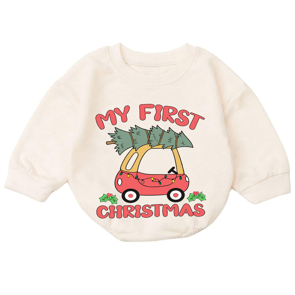 My First Christmas Car Romper, Christmas Tree Car Baby Romper, Toddler Holiday Outfit, Cute 1st Christmas Romper, Baby Xmas Gift — product view 7