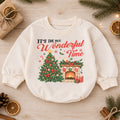 Most Wonderful Time Christmas Romper, Christmas Tree Fireplace Romper, Baby Holiday Outfit, Toddler Xmas Romper, Festive Gift — product view 1