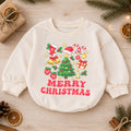 Merry Christmas Baby Romper, Festive Tree Candy Cane Holiday Outfit, Baby 1st Christmas Keepsake, 1st Birthday Xmas Gift — product view 1