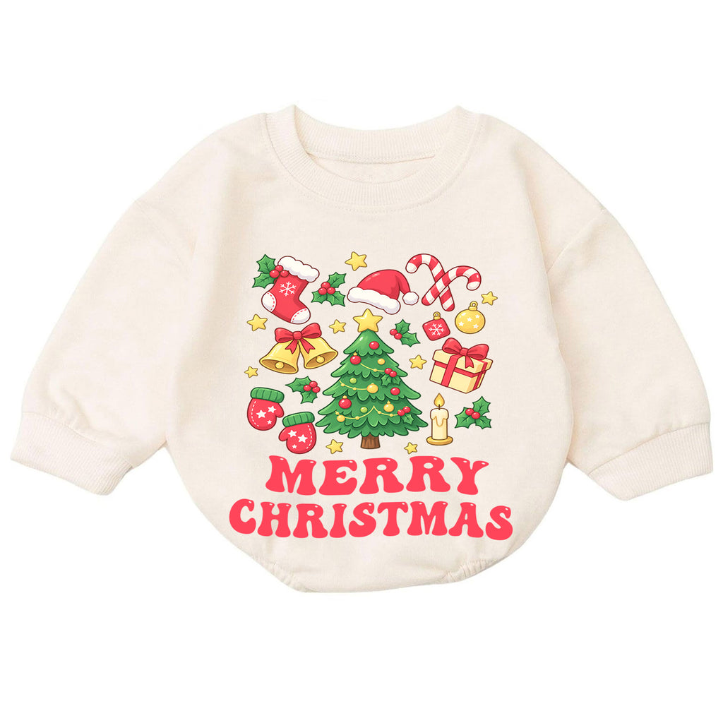 Merry Christmas Baby Romper, Festive Tree Candy Cane Holiday Outfit, Baby 1st Christmas Keepsake, 1st Birthday Xmas Gift — product view 7