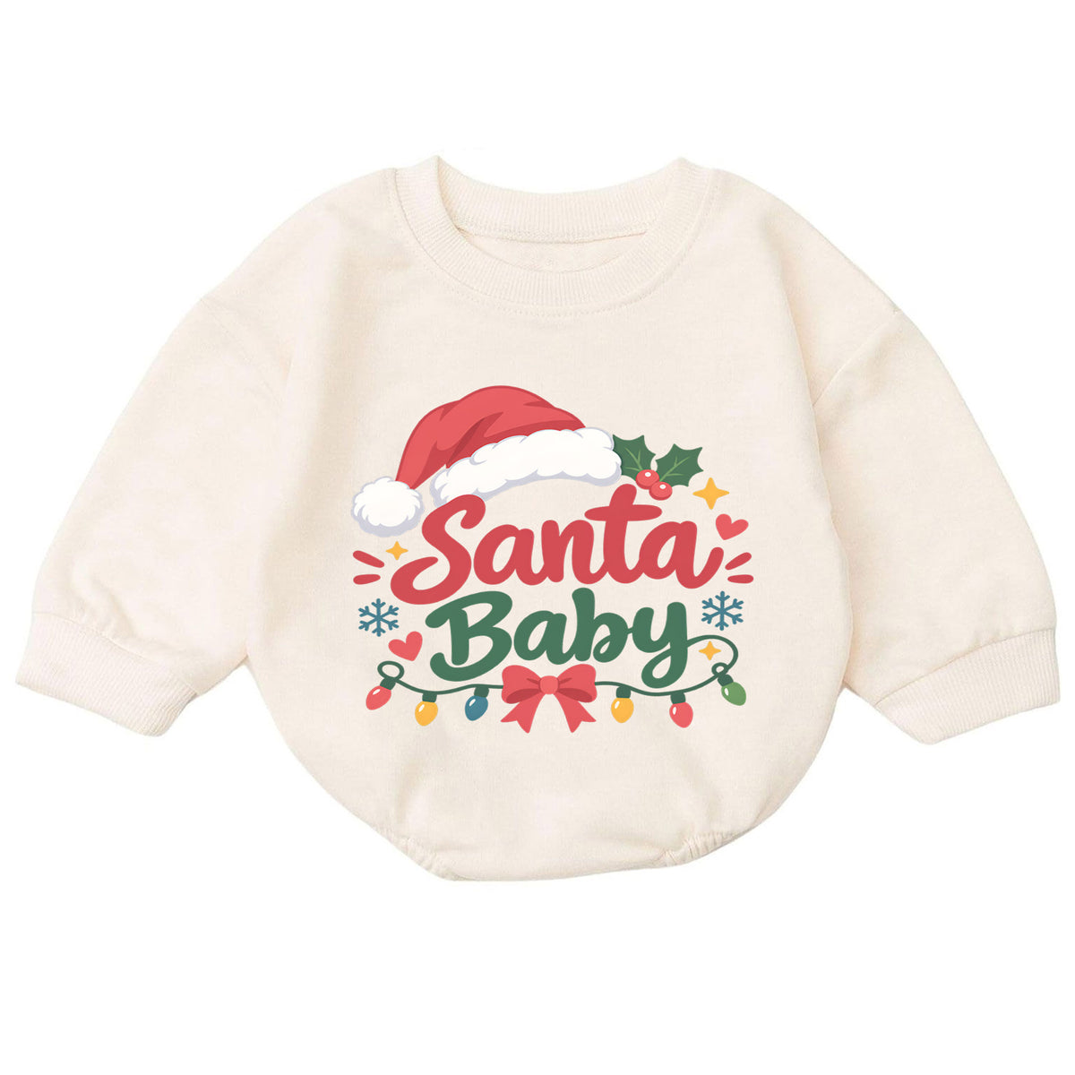 Santa Baby Christmas Romper, Cute Santa Hat Holiday Outfit, Baby 1st Christmas Keepsake, Winter 1st Birthday Gift for Little Baby — product view 7