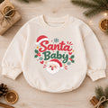 Santa Baby Romper, Cute Santa Face 1st Christmas Outfit, Baby Holiday Romper for 1st Birthday, Christmas Photo Keepsake Gift — product view 1