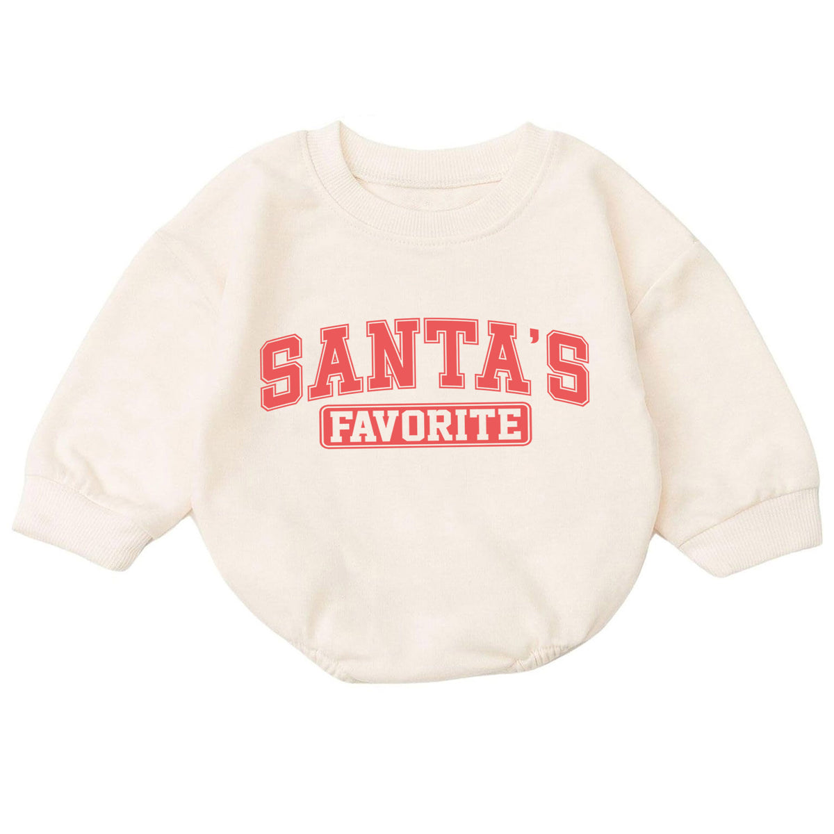 Santa's Favorite Baby Romper, Retro Varsity Christmas Outfit, Baby 1st Christmas Keepsake, 1st Birthday Holiday Gift — product view 7