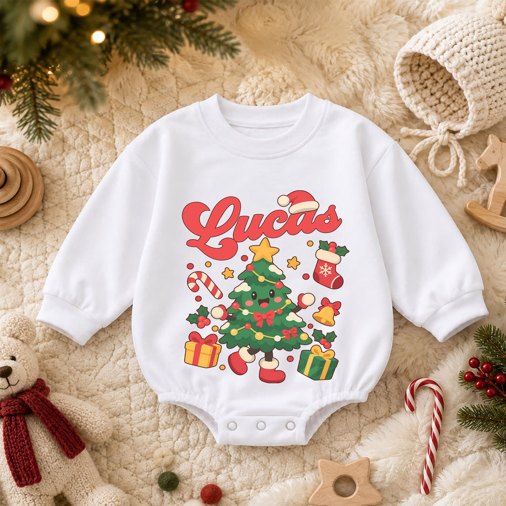 Christmas Tree Romper, Baby Holiday Romper, Toddler Christmas Outfit, Xmas Gift for Baby — product view 3