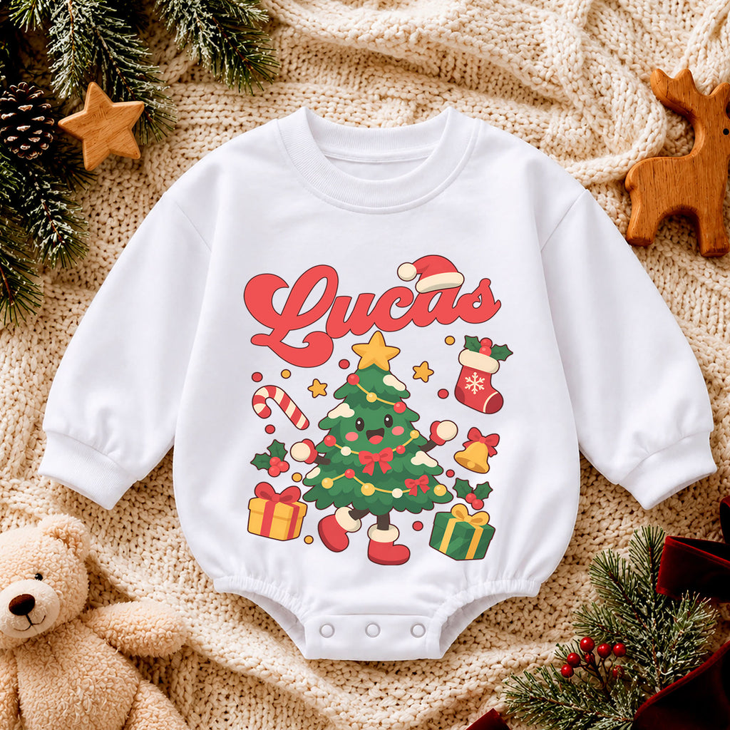 Christmas Tree Romper, Baby Holiday Romper, Toddler Christmas Outfit, Xmas Gift for Baby — product view 4