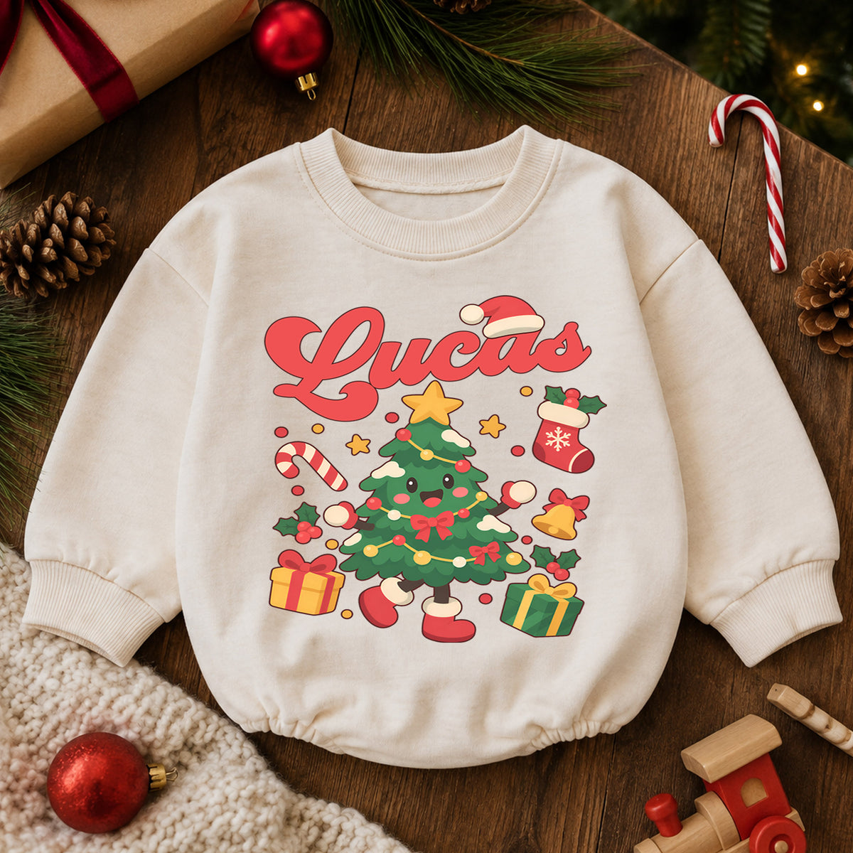 Christmas Tree Romper, Baby Holiday Romper, Toddler Christmas Outfit, Xmas Gift for Baby — product view 6