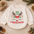 My 1st Christmas Reindeer Baby Romper, Cute Reindeer First Christmas Outfit, Baby Girl Holiday Romper, Christmas Gift — product view 1