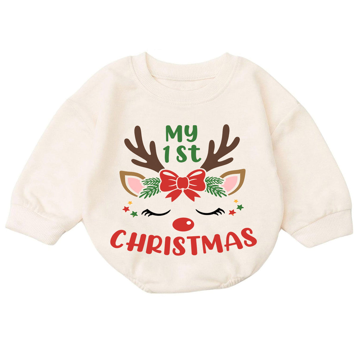 My 1st Christmas Reindeer Baby Romper, Cute Reindeer First Christmas Outfit, Baby Girl Holiday Romper, Christmas Gift — product view 7