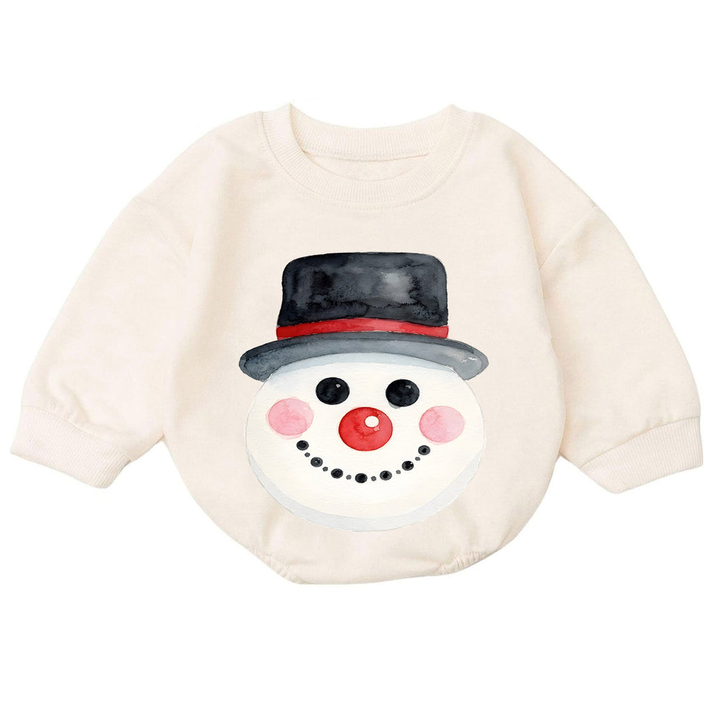 Watercolor Snowman Baby Romper, Cute Snowman Christmas Romper, Toddler Winter Holiday Outfit, Baby Christmas Gift — product view 7