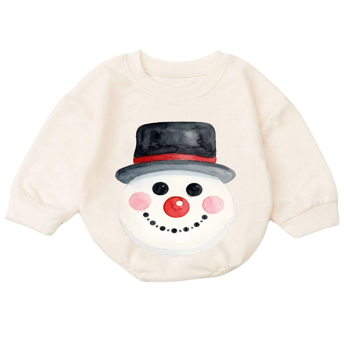 Watercolor Snowman Baby Romper, Cute Snowman Christmas Romper, Toddler Winter Holiday Outfit, Baby Christmas Gift — product view 7