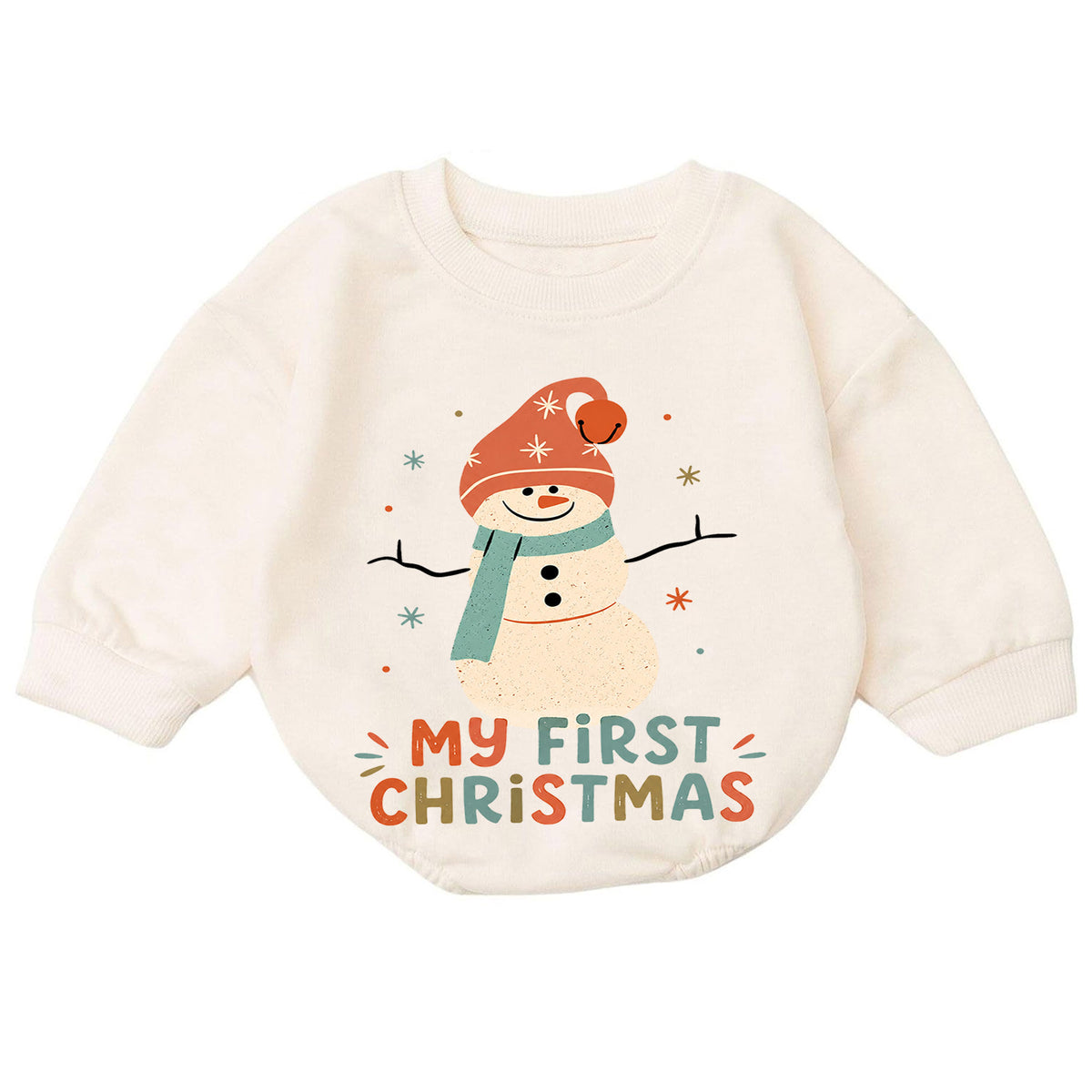 My First Christmas Snowman Baby Romper, Retro Snowman Holiday Romper, Baby First Christmas Outfit, Toddler Xmas Gift — product view 7