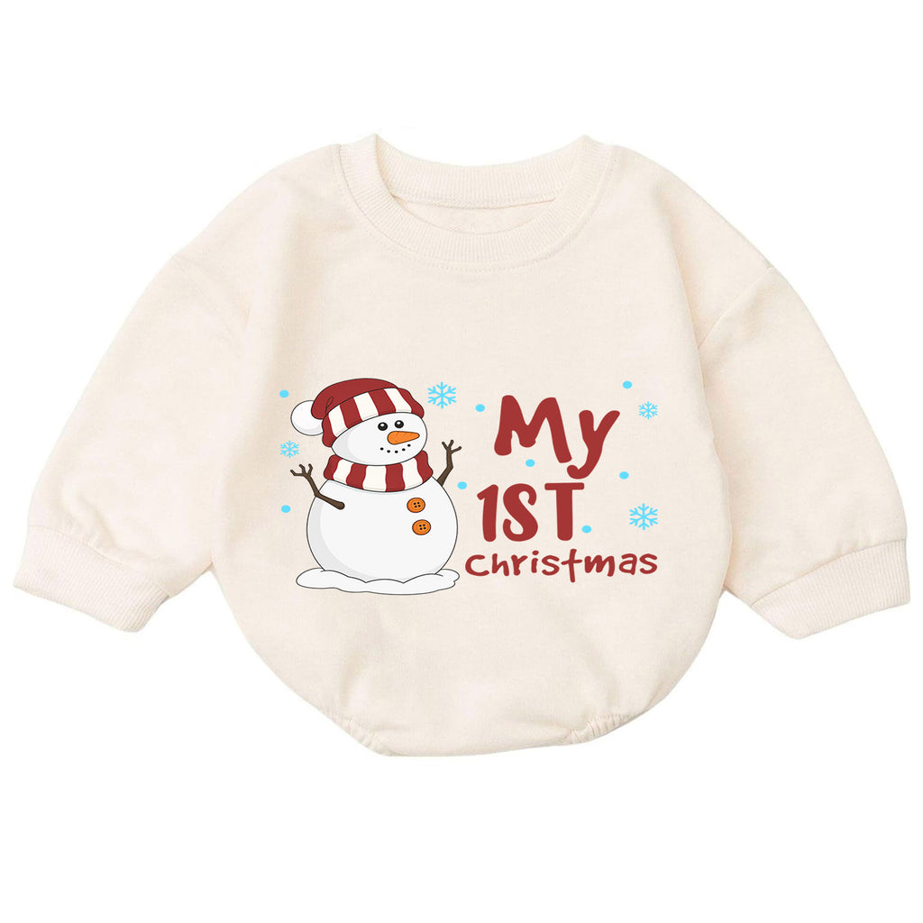 Snowman My 1st Christmas Romper, Cute Winter Baby Outfit, Baby 1st Christmas Keepsake, 1st Birthday Holiday Photo Gift — product view 7