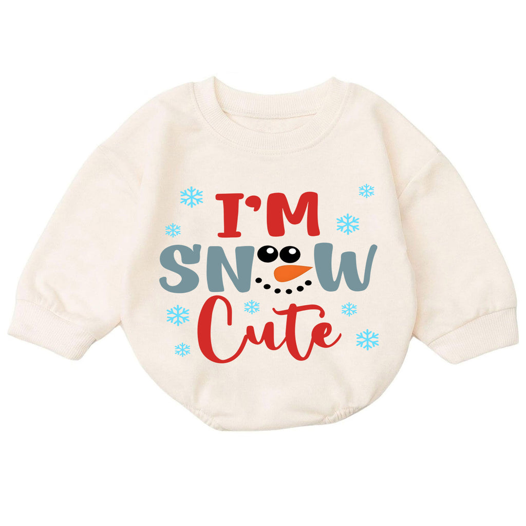I'm Snow Cute Baby Romper, Baby First Christmas Outfit, Cute Snowman Christmas Baby Outfit, Toddler Holiday Romper, Winter Baby Gift — product view 7