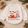 My First Christmas Reindeer Penguin Baby Romper, Cute Baby Holiday Romper, First Christmas Outfit, Xmas Keepsake Gift — product view 1