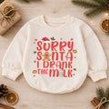 Sorry Santa I Drank the Milk Baby Romper, Funny Christmas Romper, Gingerbread Holiday Romper, Toddler Xmas Outfit Gift — product view 1