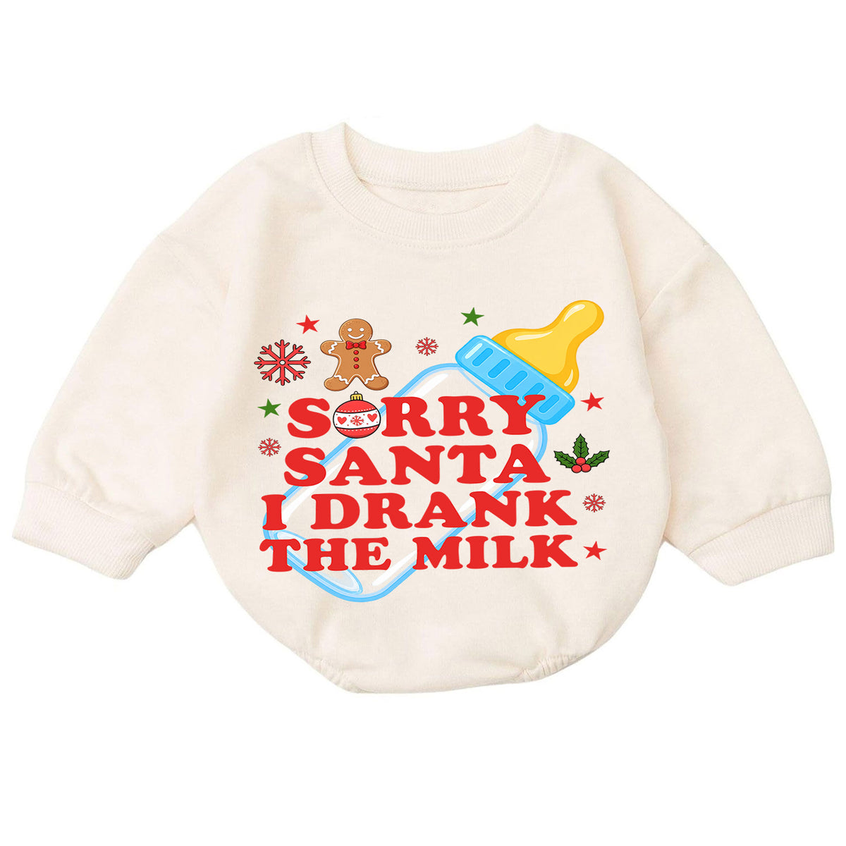 Sorry Santa I Drank the Milk Baby Romper, Baby Bottle Christmas Romper, Funny Baby Xmas Outfit, Christmas Eve Gift — product view 7
