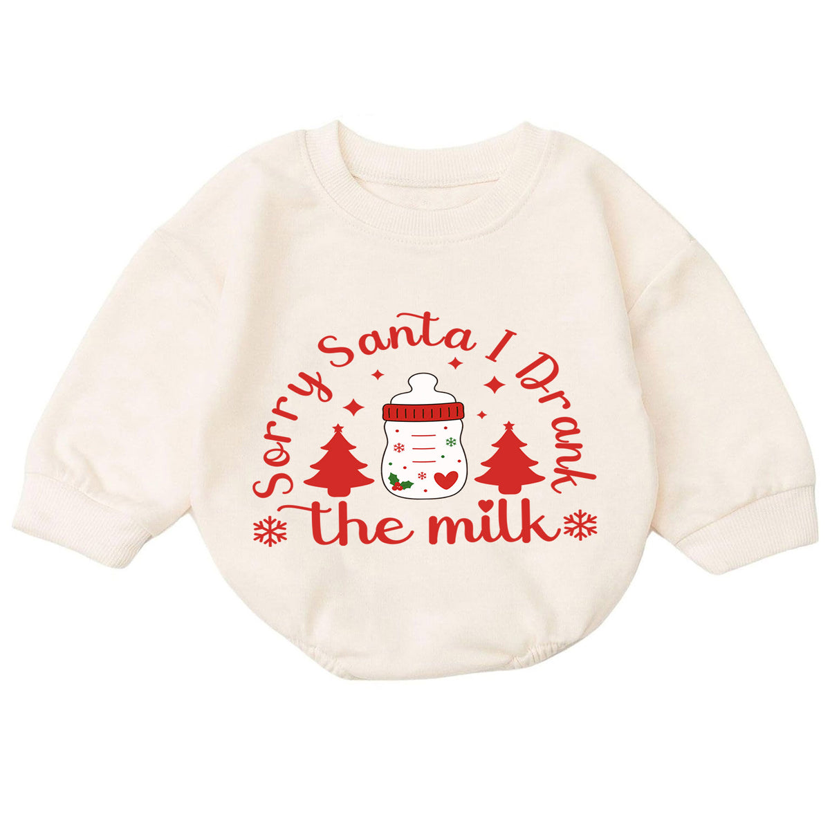Sorry Santa I Drank the Milk Baby Romper, Baby Bottle Holiday Romper, Funny Christmas Eve Outfit, Toddler Xmas Gift — product view 7