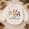 My 1st Christmas Personalized Baby Romper, Custom Name Snowman Reindeer Penguin Outfit, First Birthday Holiday Keepsake Gift — product view 1