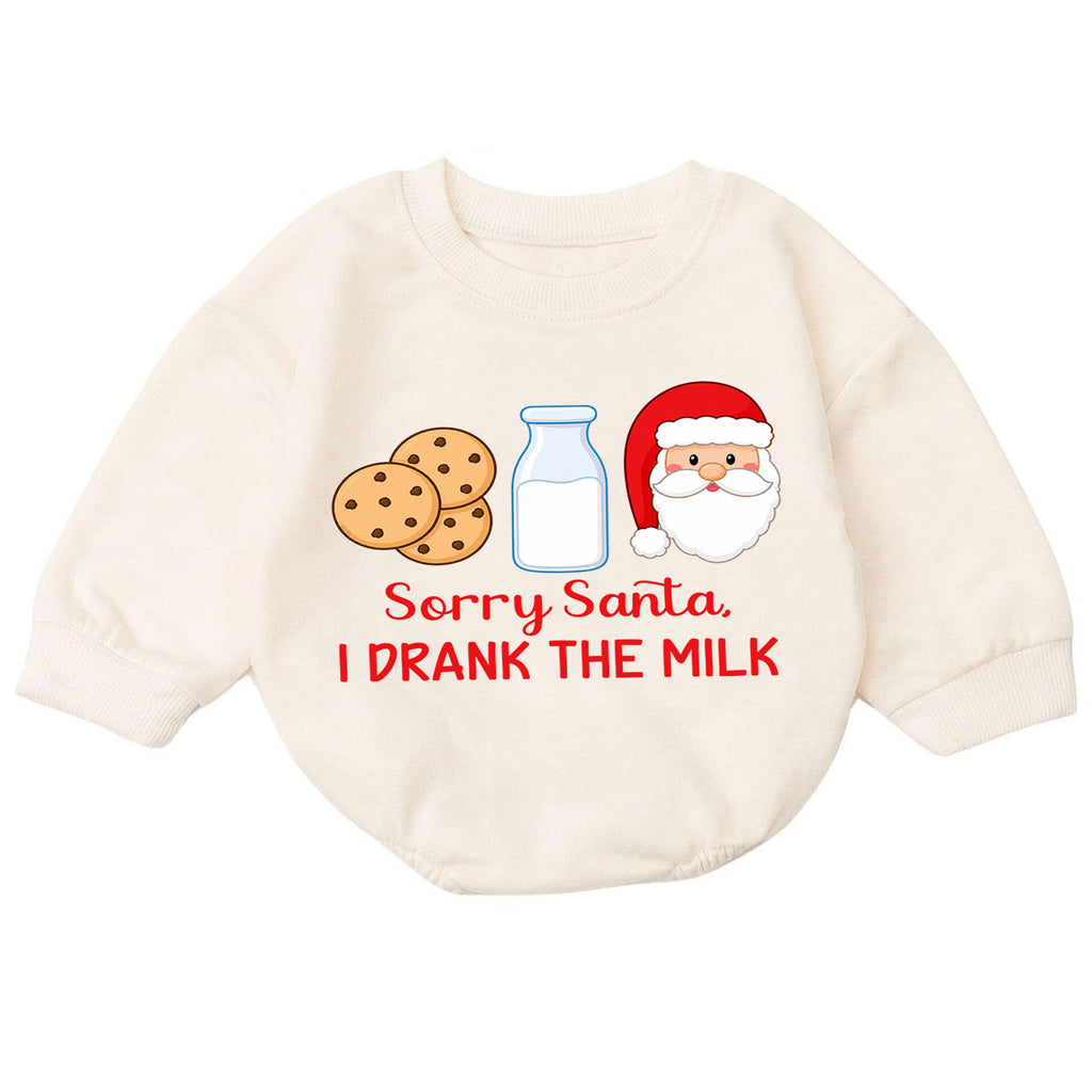 Sorry Santa I Drank the Milk Baby Romper, Cookies and Milk Christmas Romper, Funny Baby Xmas Outfit, Christmas Eve Gift — product view 7