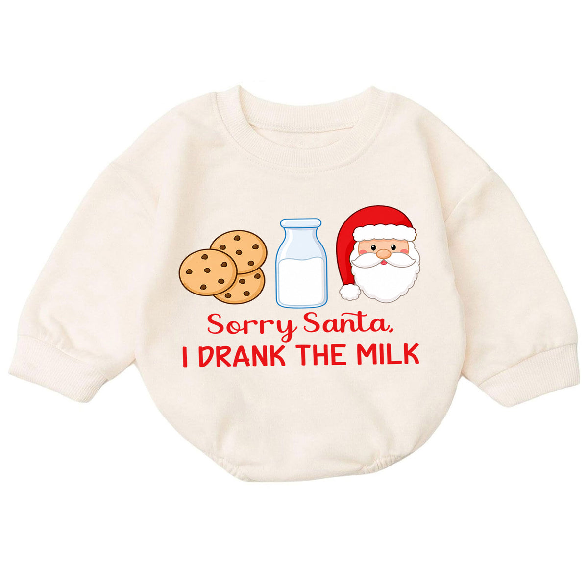 Sorry Santa I Drank the Milk Baby Romper, Cookies and Milk Christmas Romper, Funny Baby Xmas Outfit, Christmas Eve Gift — product view 7
