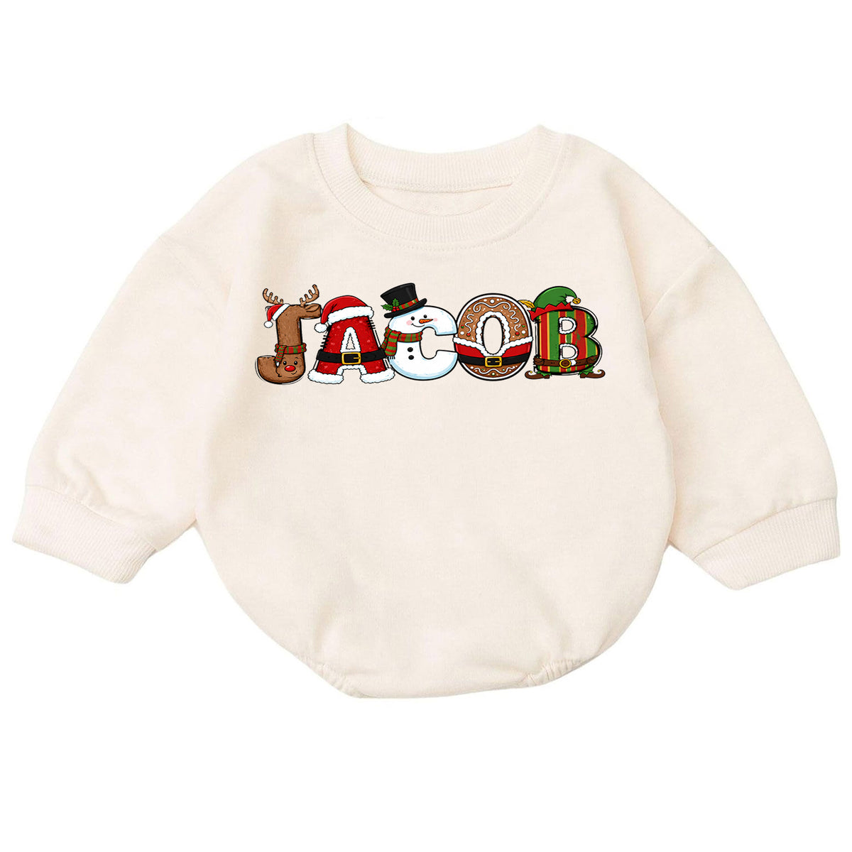 Personalized Snowman Christmas Baby Romper, Custom Name Scarf Design, 1st Christmas Outfit, 1st Birthday Keepsake Gift — product view 7