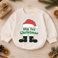 My 1st Christmas Santa Boots Romper, Baby First Christmas Outfit, Cute Holiday Romper for 1st Birthday, Xmas Photo Keepsake Gift — product view 1