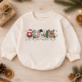 Custom Name Christmas Character Romper, Personalized Santa Snowman Reindeer Outfit, 1st Christmas Baby Gift, First Birthday Keepsake — product view 1