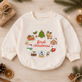 First Christmas Baby Romper, Cute Christmas Icons Holiday Romper, Baby First Xmas Outfit, Toddler Christmas Keepsake Gift — product view 1