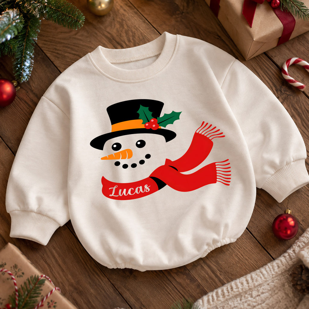 Custom Name Christmas Romper for Baby, Personalized Plaid Holiday Letters, My First Birthday Outfit, 1st Christmas Gift — product view 5