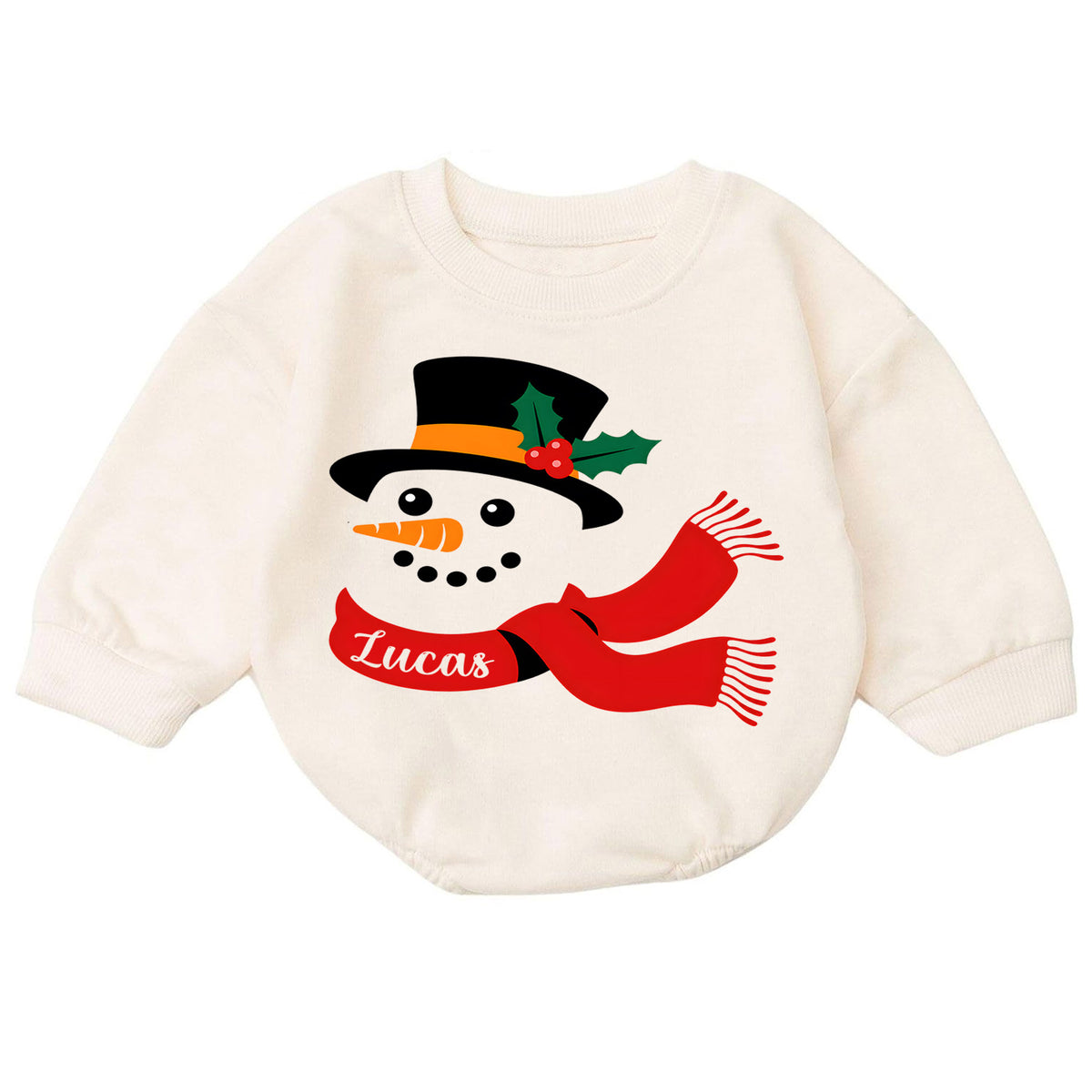 Custom Name Christmas Romper for Baby, Personalized Plaid Holiday Letters, My First Birthday Outfit, 1st Christmas Gift — product view 7