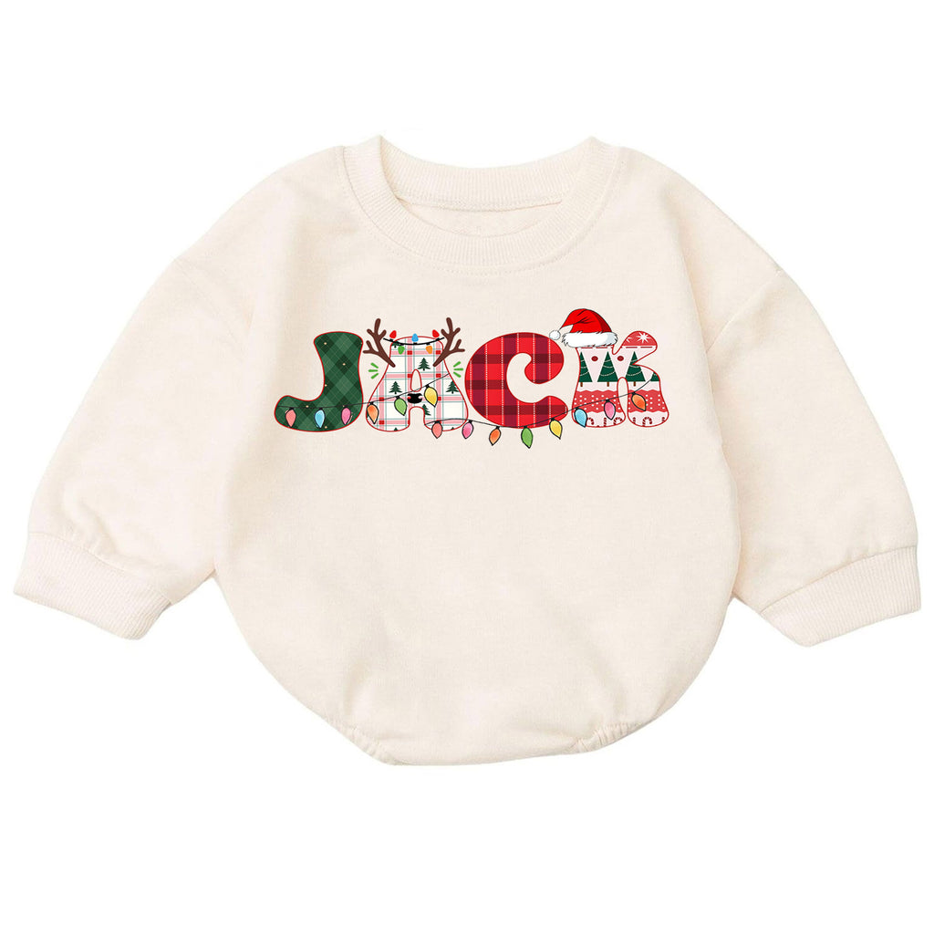 Personalized Santa Christmas Baby Romper, Custom Name Holiday Car with Tree, 1st Christmas Outfit, My First Birthday Gift — product view 7