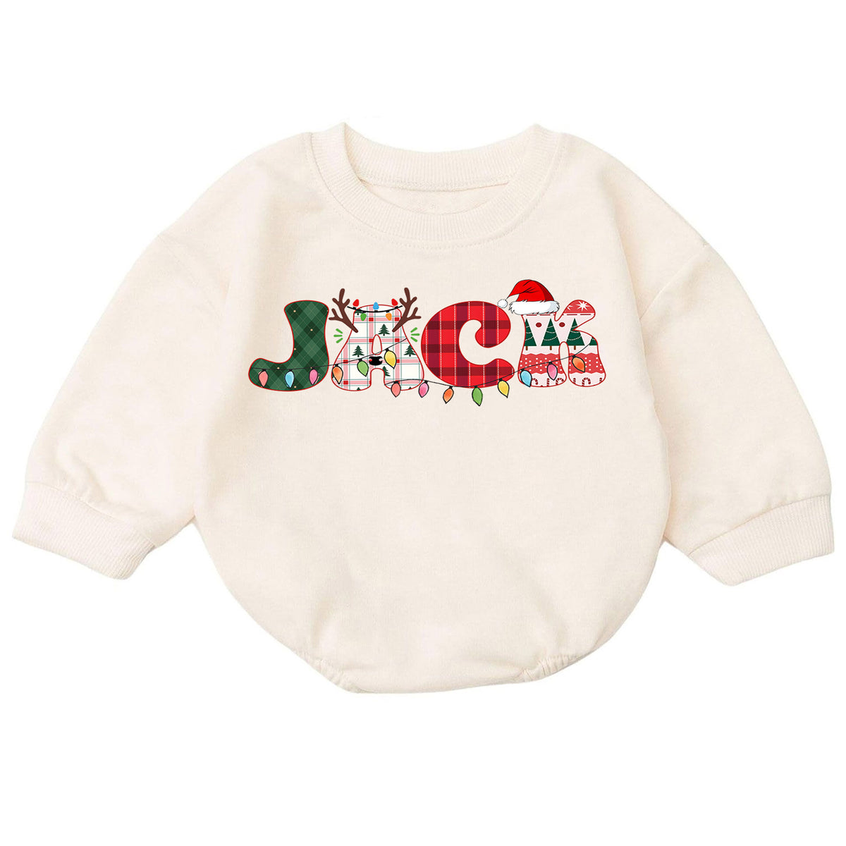 Personalized Santa Christmas Baby Romper, Custom Name Holiday Car with Tree, 1st Christmas Outfit, My First Birthday Gift — product view 7