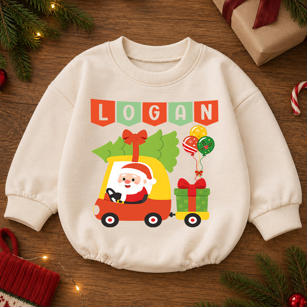Personalized My First Christmas Baby Romper, Custom Name and Year Outfit, 1st Christmas Keepsake, 1st Birthday Baby Gift — product view 2