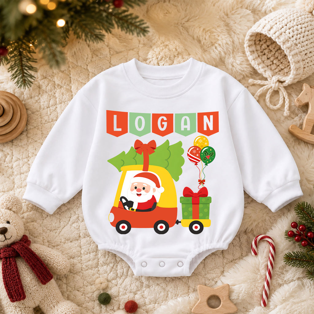 Personalized My First Christmas Baby Romper, Custom Name and Year Outfit, 1st Christmas Keepsake, 1st Birthday Baby Gift — product view 3